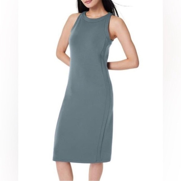 Spanx AirEssentials Tank Midi Dress Sleeveless Modal Blend Dark Storm Blue Sz L - Picture 16 of 16